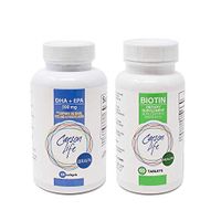 CARSON LIFE - Biotin Supplement (1 Bottle, 60 Tablets) Bundle with DHA & EPA Brain Supplement - (1 Bottle, 60 Capsules) - for Men & Women - Vitamin Promotes Hair Skin and Nails, Memory, Brain