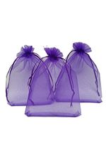 Ankirol 100pcs Sheer Organza Favor Bags 5x7'' for Wedding Bags Samples Display Drawstring Pouches (Purple)