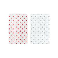 50 Bags Flat Plain Paper or Patterned Bags for Candy, Cookies, Merchandise, pens, Party Favors, Gift Bags (4" x 6", Mixed Polka Dot)