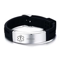 LiFashion CL Men's Stainless Steel Silicone Adjustable Belt Chain Medical ID Addisons Alert Bracelet Bangle