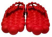 Massage Bubbles Reflexology Flip Flop Sandals (10, Red)
