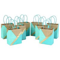 Hallmark 6" Small Paper Gift Bags (Pack of 8 - Kraft, Turquoise & Mint) for Birthdays, Weddings, Mother's Day, Easter, Baby Showers, Bridal Showers, Care Packages, May Day
