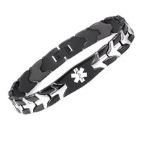Fashion Flying Fish Stainless Steel Black Medical Alert id Bracelets with Free Engraving(7.5)