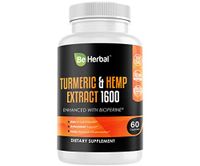 BE HERBAL Turmeric Curcumin with Hemp Oil Extract and Bioperine 1600mg. Joint Pain Relief, Anti Inflammatory, Anti Anxiety, Stress and Sleep Support Supplement with 95% Curcuminoids and Black Pepper