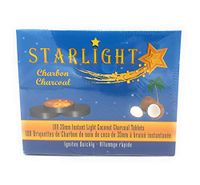 Starlight Coconut Instant Hookah Coals - 100 Charcoals Per Box, 10 Rolls of 10 Tablets Each Roll, 100 Quick Light Charcoal Briquettes, Easy Lighting, Size 35mm- Perfect for Your Hookah Set
