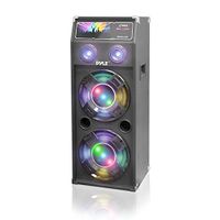 Passive Tower PA Speaker System - High Powered 1000W  Disco Jam Outdoor Portable Sound Speakers w/ Dual 10" Subwoofer, 3" Tweeter, LED DJ Lights - 35mm Stand Mount, Handles - Pyle Pro PSUFM1040P