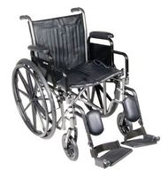 18" Wheelchair, Steel Frame, Black, Detachable Desk Arm, Swing Away Elevating Leg Rest, 300 Lb. Capacity
