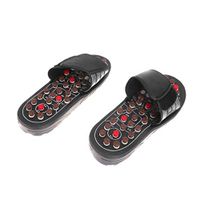 Exceart Acupressure Plantar Fasciitis Foot Massager lnsole Jade Stone Indoor Massage Slippers Shoes Reflexology Sandals for Men Women Size 44-45(Black)