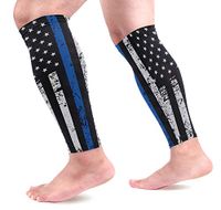 Thin Blue Line Flag Police USA Sports Calf Compression Sleeves Leg Compression Calf Sleeve for Runners Men Women (1 Pair)