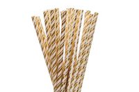 Shinny Foil Paper Straws (Gold foil large and small stripe, 50)