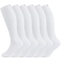 MD 6 Pairs Compression Socks (8-15mmHg) for Women & Men - Cushion Knee High Socks for Running, Medical, Athletic, Nurses, Travels, Edema, Anti-DVT, Varicose Veins, Shin Splints White9-11