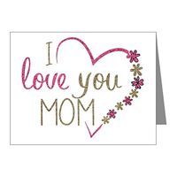 Note Card I Love You Mom Burlap and Pink Heart