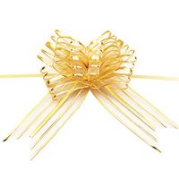 SUPVOX 10PCS Gift Wrapping Pull Bows Gift Wrap Knot for Birthday Wedding Christmas New Year Party Ornament (Golden)