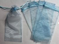 6x14 Organza Sheer Bags - Bottle/Wine Bags Gift Pouch - Light Blue (12pc/$0.90 each)
