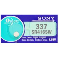 Sony 337 (SR416SW) 1.55V Silver Oxide 0% Hg Mercury Free Watch Battery (4 Batteries)