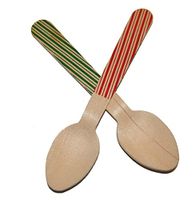 Perfect Stix Green Spoon 140 -Printed Candy Cane Stripe- Green and Red- 48 Count, 5.5" Candy Cane Striped Spoons