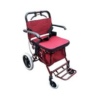 ZWJ-Rolling Walkers Trolley Walker, Portable Folding, with seat and footrest, Suitable for Grocery Shopping, Shopping, Travel (Color : Red)