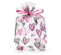 100ct Small Pink"Mine All Mine" Hearts 7x2x3" Cello Cellophane Treat Food Snack Bags