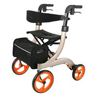 Walkers Portable Shopping Trolley Old Man with Seat Four-Wheeled Folding Gift (Color : Brown, Size : 607377cm)