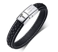 VNOX Medical Caduceus Symbol Type 2 Diabetes 2 Tone Braided Genuine Leather Magnetic Cuff Bracelet,8.3"