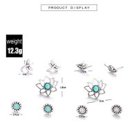 5 Pairs/Set Jewelry Stud Earrings Set Turquoise Lotus Flower Dragonfly Leaves Best Good Fine Accessories Women Stylish Womens Cheap Novelty Bangle Comfortable