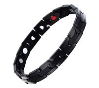HiTreasure Men Women Power 4 Elements Black Titanium Steel Magnetic Therapy Health Bracelet for Arthritis Headache Pain(Imported,3000 Gauss Each Link)