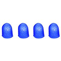 VORCOOL 4 Pcs Guitar Fingertip Protectors Silicone Finger Guards Finger Picks Protector Finger Caps for Ukulele Electric Guitar Mandolin - Navy (L)