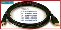 6 ft PTC Premium GOLD Series USB2.0 CERTIFIED A-B Device cable
