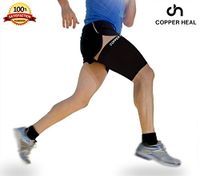 Thigh Compression Recovery Sleeve by COPPER HEAL - Recover from Sore Pulled Hamstring and Groin Strain Pain Sprains Tendinitis Injury Quadriceps Muscle Tear Quad Support Sports Workout Soccer Leg