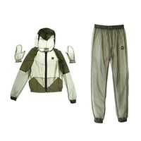 Sanmum Mosquito Insects Bug Mesh Netting Suit, Breathable Repellent Jacket Pants Quick-Drying Protective Clothing for Fishing Hiking Camping Gardening Hunting(Army Green)