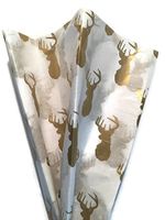 Printed Tissue Paper for Gift Wrapping with Design (Golden Deer), 24 Large Sheets (20x30)