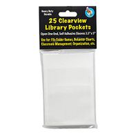 Ashley Productions ASH10408BN Clear View Self-Adhesive Library Pocket, 3.5" x 5", 25 Per Pack, 5 Packs