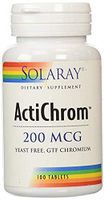 Solaray Actichrom GTF Chromium III 200 Supplement, 200mcg, 100 Count (2 Pack)