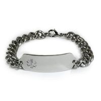 DO NOT RESUSCITATE Medical ID Alert Bracelet with Embossed Emblem and Wide Chain. Style: Classic Wide, Premium Series.