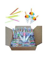 Perfect Stix Snow Cone Cup Kit - 50ct Snow Cone Kit with 50 Cups, 50 Neon Straws and 50 Snow Cone Candy Spoons (Pack of 150)