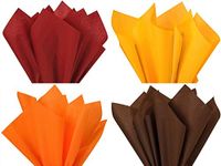 Assorted 4 Colors Fall Thanksgiving Holiday Colors Gift Grade Tissue Paper Sheets - 20" x 30" Tangerine, Chocolate,Scarlet Red, Goldenrod - Choose Package Amount (192)