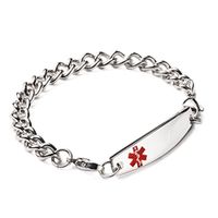 linnalove-Stainless Steel Cuban Chain lnterchangeable Medical Alert Bracelets-Free Engraving(1349/7.5")