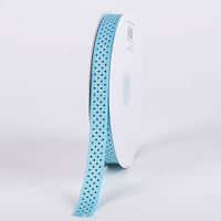 Turquoise with Brown Dots Grosgrain Ribbon Swiss Dot 5/8 inch 50 Yards