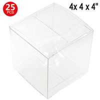 MTXtop 25Pcs 4 x 4 x 4"PET Transparent Clear Wedding Favor Boxes Candy Gift Boxes for Party, Birthday Presents, Baby Shower,Cupcakes, Jewelry