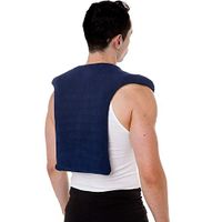 Microwavable Thermal Heating Pad Compress: ExtraLarge Heat Therapy Pads for Sore Upper Back, Neck & Shoulder Pain Relief - Personal, Reusable, Non Electric Deep Muscle Hot Pack or Cold Wrap - Blue