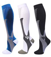 Alanfox 3 Pair Compression Socks Women Men 20-30mmHg for Athletic Nursing Medical Travel-Boost Stamina,Circulation & Recovery (Multicolor-XXL)