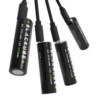 High Capacity 1850mAh Blackube AA Rechargeable Batteries Lithium Double A Battery with Micro USB Charge - 1.2Hours Charging -1.5V/2775mWh - 4Pack
