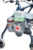 Rollator Walker Attachment Side Bag with Cup Holder by P&F, Deluxe Rolling Walker Pouch, Adult Folding Walker Accessories for Seniors or Elderly (Gray)