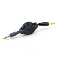 Auxiliary Black Retractable Cable Cord for All Mp3 iPod iPhone Samsung Cell Phones Car Stereos 3.5mm