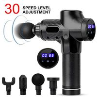 WODFitters Handheld Percussion Massage Gun - Deep Tissue Massager for Athletes - 30 Speed, Rechargeable, 4 Massage Heads, Carrying Case (Rubberized Black)