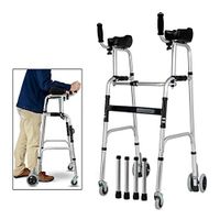 Compact Folding Walker, Rising Aid 3 in 1 with Trigger Release and 5 inches Wheels Portable Lightweight Supports up to 255 lbs
