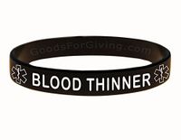 Blood Thinner ID Bracelet Wristband - Black - 8 Inches - Standard