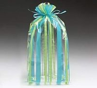 (100) Sweet Stripe Blue and Green 11" Cellophane Bags