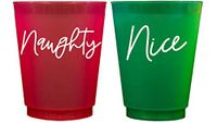 Christmas Party Cups - Reusable Plastic 16oz 10-Cup Variety Pack (Naughty & Nice)