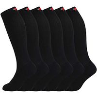 MD 6 Pairs Compression Socks (8-15mmHg) for Women & Men - Cushion Knee High Socks for Running, Medical, Athletic, Nurses, Travels, Edema, Anti-DVT, Varicose Veins, Shin Splints Black10-13